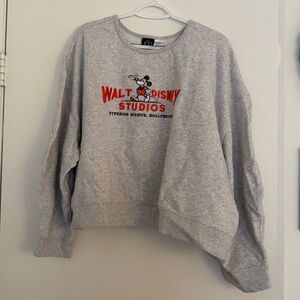 Disney Gray Crew Neck Sweater with Red Accents
